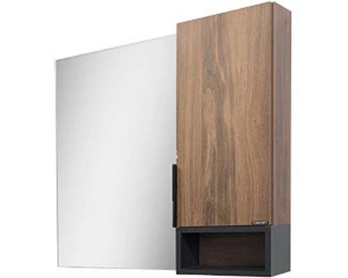 Купить Зеркало со шкафом Comforty Штутгарт 90 00004151038 Дуб темно-коричневый Черное матовое в магазине сантехники Santeh-Crystal.ru