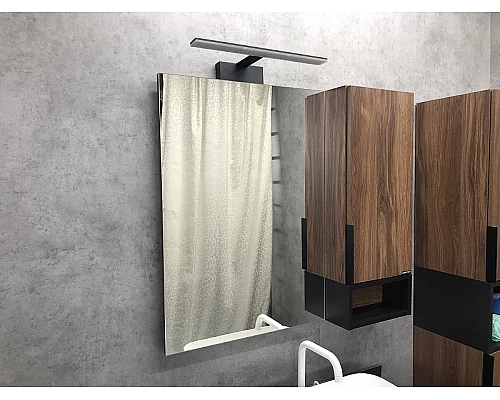 Купить Зеркало со шкафом Comforty Штутгарт 90 00004151038 Дуб темно-коричневый Черное матовое в магазине сантехники Santeh-Crystal.ru