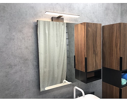 Купить Зеркало со шкафом Comforty Штутгарт 90 00004151038 Дуб темно-коричневый Черное матовое в магазине сантехники Santeh-Crystal.ru