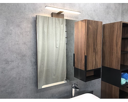 Купить Зеркало со шкафом Comforty Штутгарт 90 00004151038 Дуб темно-коричневый Черное матовое в магазине сантехники Santeh-Crystal.ru