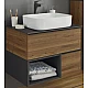 Заказать Тумба с раковиной Comforty Штутгарт 75 00-00001884 подвесная Дуб темно-коричневый Черная столешница в магазине сантехники Santeh-Crystal.ru