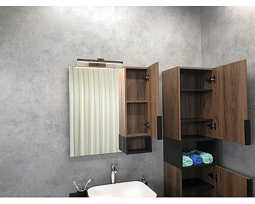 Заказать Зеркало со шкафом Comforty Штутгарт 75 00004151037 Дуб темно-коричневый Черное матовое в магазине сантехники Santeh-Crystal.ru