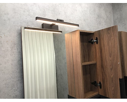 Заказать Зеркало со шкафом Comforty Штутгарт 75 00004151037 Дуб темно-коричневый Черное матовое в магазине сантехники Santeh-Crystal.ru