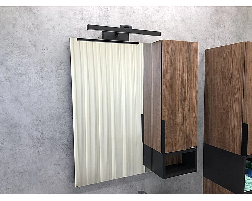 Заказать Зеркало со шкафом Comforty Штутгарт 75 00004151037 Дуб темно-коричневый Черное матовое в магазине сантехники Santeh-Crystal.ru