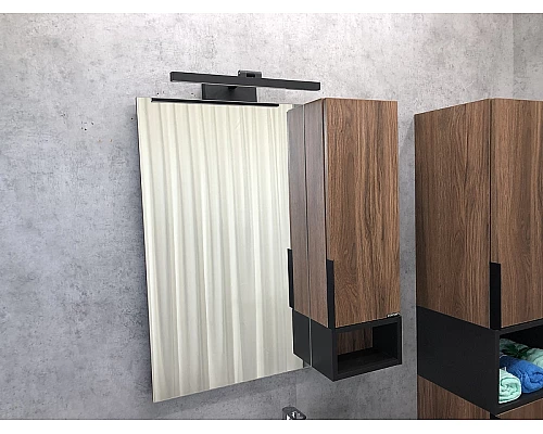 Заказать Зеркало со шкафом Comforty Штутгарт 75 00004151037 Дуб темно-коричневый Черное матовое в магазине сантехники Santeh-Crystal.ru