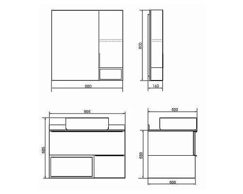 Купить Тумба с раковиной Comforty Штутгарт 90 00-00002868 подвесная Дуб темно-коричневый Черная матовая в магазине сантехники Santeh-Crystal.ru
