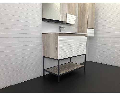 Заказать Тумба с раковиной Comforty Страсбург 90 00-00006557 Дуб дымчатый в магазине сантехники Santeh-Crystal.ru