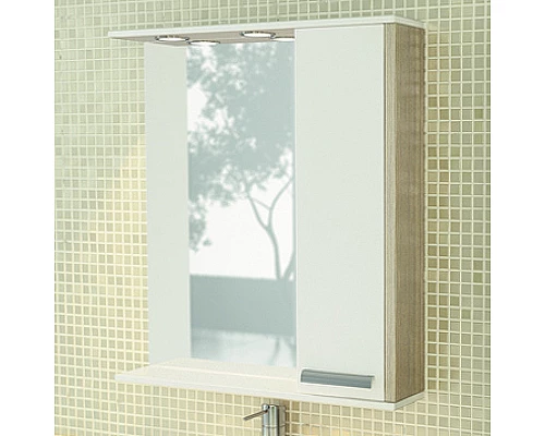 Приобрести Зеркало со шкафом Comforty Тулуза 75 00003121662 с подсветкой Сосна лоредо в магазине сантехники Santeh-Crystal.ru