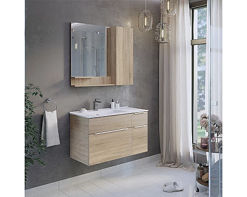 Купить Зеркало со шкафом Comforty Варна 90 R 00-00009918 Дуб сонома в магазине сантехники Santeh-Crystal.ru