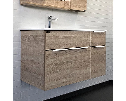 Приобрести Тумба с раковиной Comforty Варна 90 00-00009919 подвесная Дуб сонома в магазине сантехники Santeh-Crystal.ru