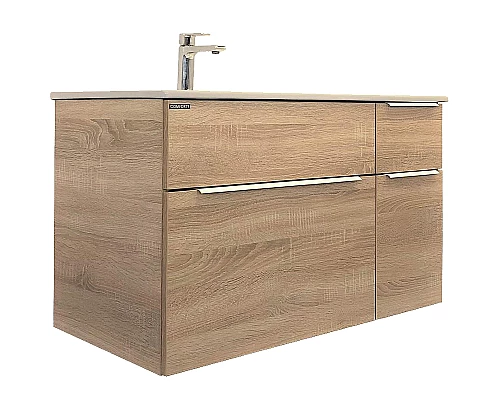 Приобрести Тумба с раковиной Comforty Варна 90 00-00009919 подвесная Дуб сонома в магазине сантехники Santeh-Crystal.ru