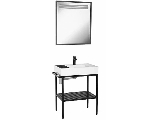 Приобрести Тумба с раковиной Creavit Arya 68 AR065-M+AR065 Черная в магазине сантехники Santeh-Crystal.ru