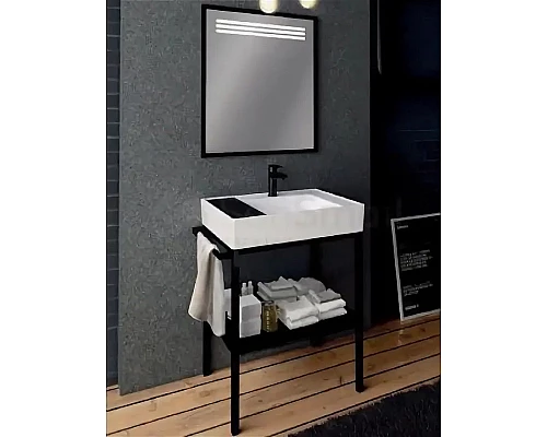 Приобрести Тумба с раковиной Creavit Arya 68 AR065-M+AR065 Черная в магазине сантехники Santeh-Crystal.ru