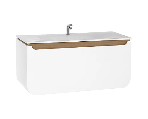 Купить Тумба с раковиной Creavit Pion 120 PN0120.01.BDM+DP120 подвесная Белая Дуб в магазине сантехники Santeh-Crystal.ru