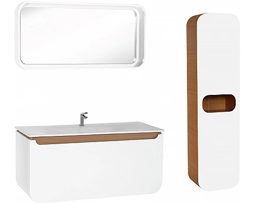 Купить Тумба с раковиной Creavit Pion 120 PN0120.01.BDM+DP120 подвесная Белая Дуб в магазине сантехники Santeh-Crystal.ru