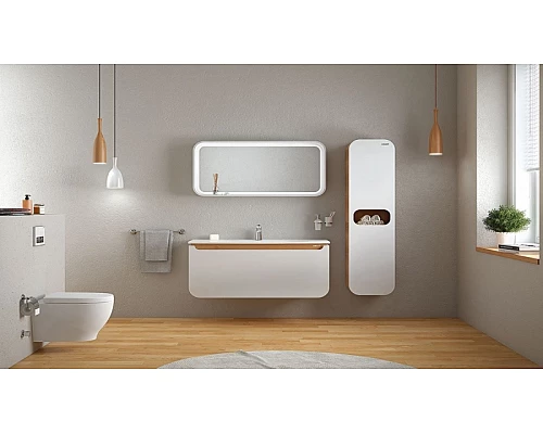 Купить Зеркало Creavit Pion 118 PN1120.01.BB с подсветкой Белое в магазине сантехники Santeh-Crystal.ru