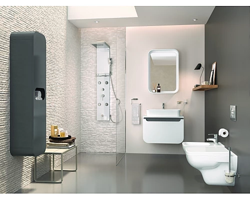 Заказать Тумба с раковиной Creavit Pion Plus 70 PN0070.01.BGR+UL060 подвесная Белая Серая в магазине сантехники Santeh-Crystal.ru