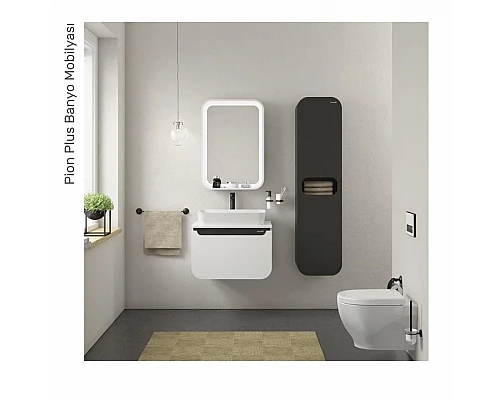 Купить Зеркало Creavit Pion Plus 58 PN1070.01.BB с подсветкой Белое в магазине сантехники Santeh-Crystal.ru