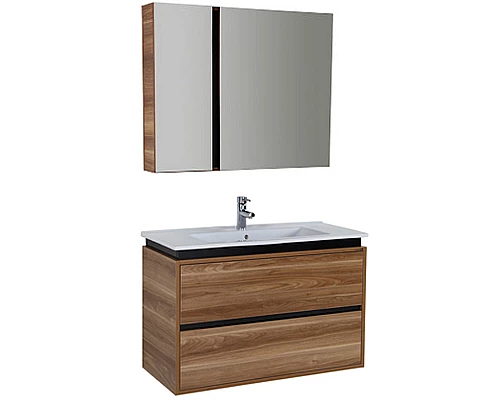 Заказать Зеркальный шкаф Creavit Verti 100 VE1100.00.VV с подсветкой Орех в магазине сантехники Santeh-Crystal.ru