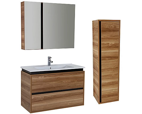 Заказать Тумба с раковиной Creavit Verti 100 VE0100.42.VV подвесная Орех в магазине сантехники Santeh-Crystal.ru