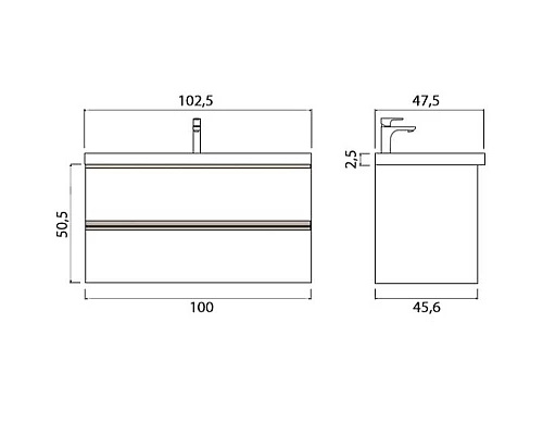Приобрести Тумба под раковину Creto Alba 100 11-1105CH подвесная Charleston в магазине сантехники Santeh-Crystal.ru