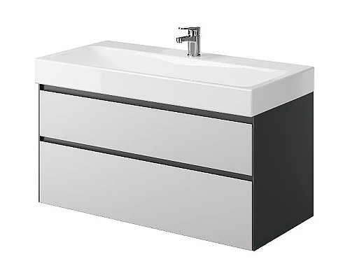 Приобрести Тумба под раковину Creto Amelia 100 14-1079G подвесная Антрацит Белый матовый в магазине сантехники Santeh-Crystal.ru