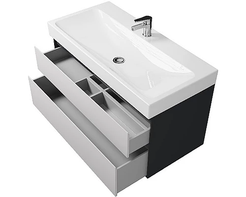 Приобрести Тумба под раковину Creto Amelia 100 14-1079G подвесная Антрацит Белый матовый в магазине сантехники Santeh-Crystal.ru