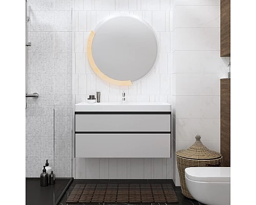 Приобрести Тумба под раковину Creto Amelia 100 14-1079G подвесная Антрацит Белый матовый в магазине сантехники Santeh-Crystal.ru