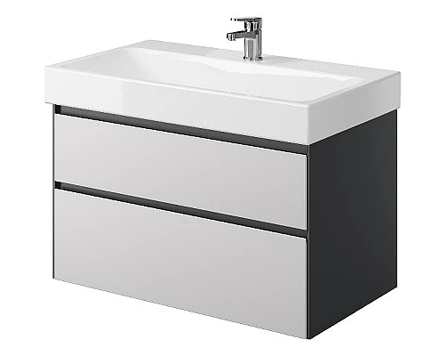 Приобрести Тумба под раковину Creto Amelia 80 14-1078G подвесная Антрацит Белый матовый в магазине сантехники Santeh-Crystal.ru