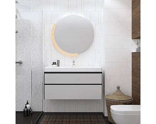 Приобрести Тумба под раковину Creto Amelia 80 14-1078G подвесная Антрацит Белый матовый в магазине сантехники Santeh-Crystal.ru