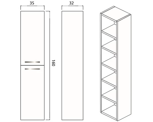 Приобрести Шкаф пенал Creto Ares 35 50-1035B подвесной Beton в магазине сантехники Santeh-Crystal.ru