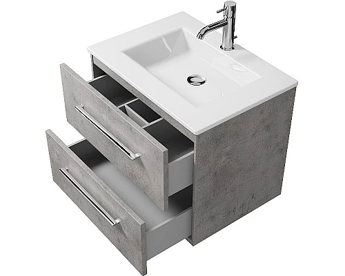 Приобрести Тумба под раковину Creto Ares 60 10-1161B подвесная Серый Бетон в магазине сантехники Santeh-Crystal.ru