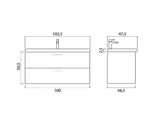 Приобрести Тумба под раковину Creto Ares 100 10-1105W подвесная Белая в магазине сантехники Santeh-Crystal.ru