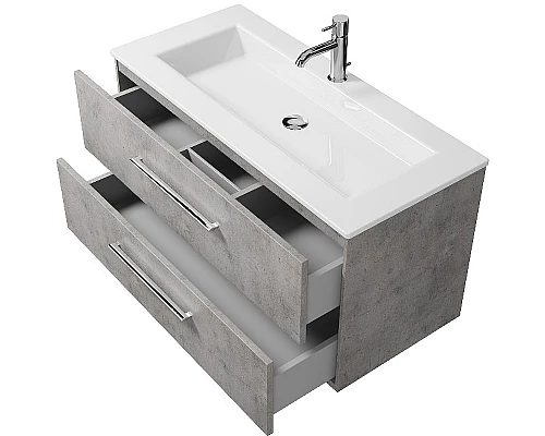 Заказать Тумба под раковину Creto Ares 100 10-1105B подвесная Серый Бетон в магазине сантехники Santeh-Crystal.ru