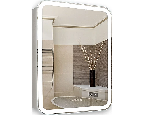 Купить Зеркальный шкаф Creto Attento 60 18-840140A с подсветкой Белый в магазине сантехники Santeh-Crystal.ru