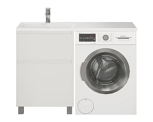 Купить Тумба с раковиной Creto Cafor 120 L 19-W120L Белый глянец в магазине сантехники Santeh-Crystal.ru