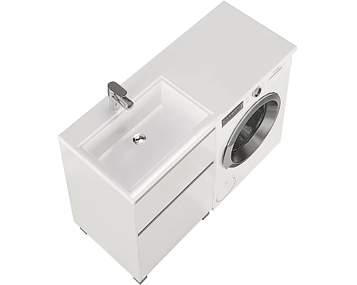 Купить Тумба с раковиной Creto Cafor 120 L 19-W120L Белый глянец в магазине сантехники Santeh-Crystal.ru