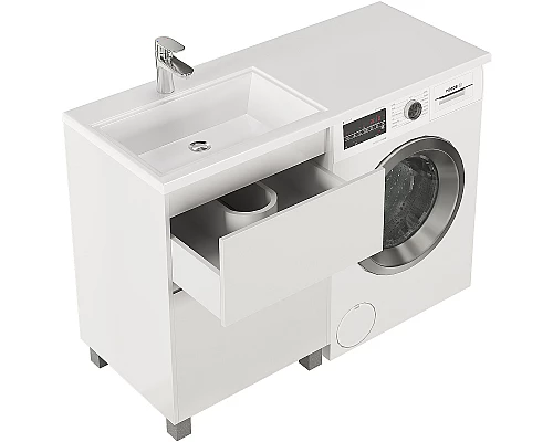 Купить Тумба с раковиной Creto Cafor 120 L 19-W120L Белый глянец в магазине сантехники Santeh-Crystal.ru