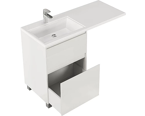 Купить Тумба с раковиной Creto Cafor 120 L 19-W120L Белый глянец в магазине сантехники Santeh-Crystal.ru