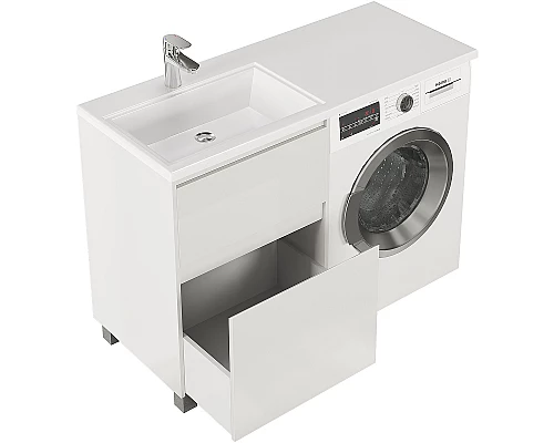 Купить Тумба с раковиной Creto Cafor 120 L 19-W120L Белый глянец в магазине сантехники Santeh-Crystal.ru