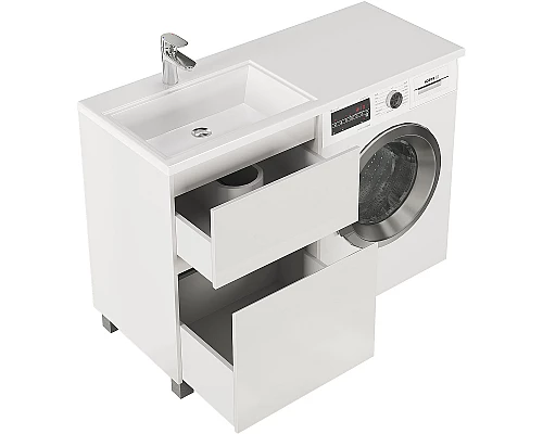 Купить Тумба с раковиной Creto Cafor 120 L 19-W120L Белый глянец в магазине сантехники Santeh-Crystal.ru