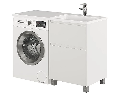 Приобрести Тумба с раковиной Creto Cafor 110 R 19-W110R Белый глянец в магазине сантехники Santeh-Crystal.ru