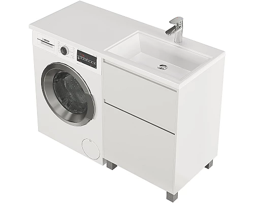 Приобрести Тумба с раковиной Creto Cafor 110 R 19-W110R Белый глянец в магазине сантехники Santeh-Crystal.ru