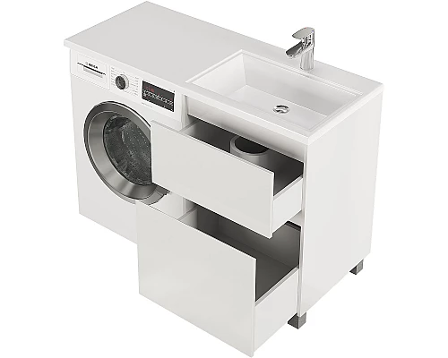 Приобрести Тумба с раковиной Creto Cafor 110 R 19-W110R Белый глянец в магазине сантехники Santeh-Crystal.ru