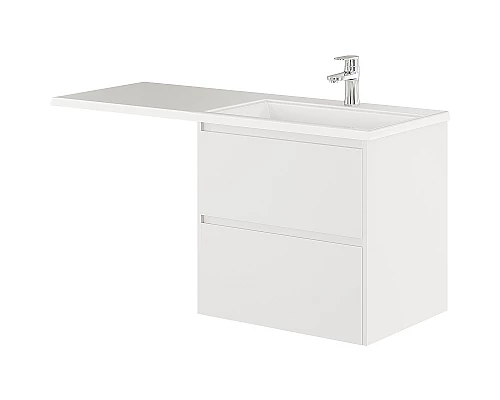 Заказать Тумба с раковиной Creto Cafor 130 R 19-W130R подвесная Белый глянец в магазине сантехники Santeh-Crystal.ru