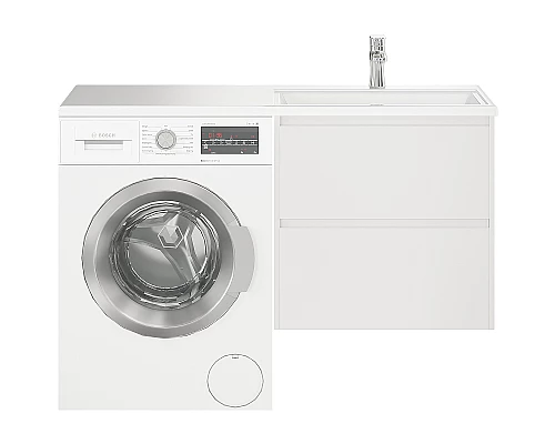 Заказать Тумба с раковиной Creto Cafor 130 R 19-W130R подвесная Белый глянец в магазине сантехники Santeh-Crystal.ru