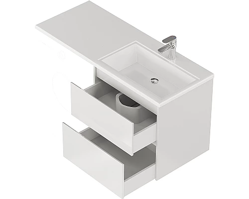 Заказать Тумба с раковиной Creto Cafor 130 R 19-W130R подвесная Белый глянец в магазине сантехники Santeh-Crystal.ru