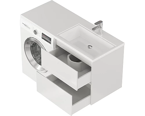 Заказать Тумба с раковиной Creto Cafor 130 R 19-W130R подвесная Белый глянец в магазине сантехники Santeh-Crystal.ru