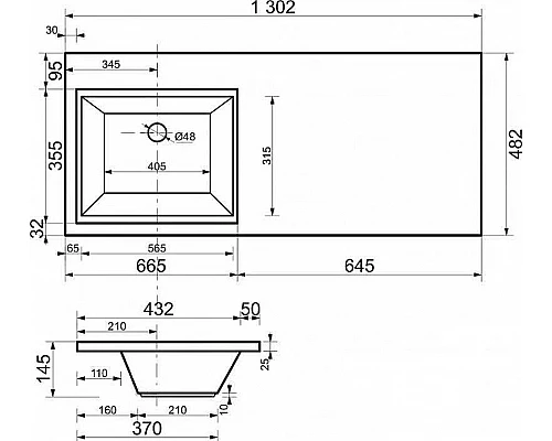Заказать Тумба с раковиной Creto Cafor 130 R 19-W130R подвесная Белый глянец в магазине сантехники Santeh-Crystal.ru