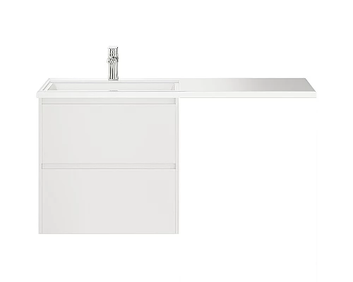 Приобрести Тумба с раковиной Creto Cafor 130 L 19-W130L подвесная Белый глянец в магазине сантехники Santeh-Crystal.ru
